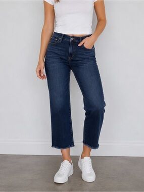J Crew Mid Rise Kick Out Crop Jeans, Women's Dark Actual Size 32-33/22 (Tag 31P)